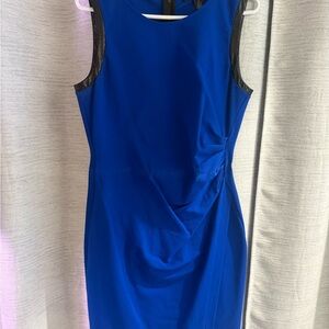 Kenneth Cole New York Blue Ruched Halter Sheath Dress